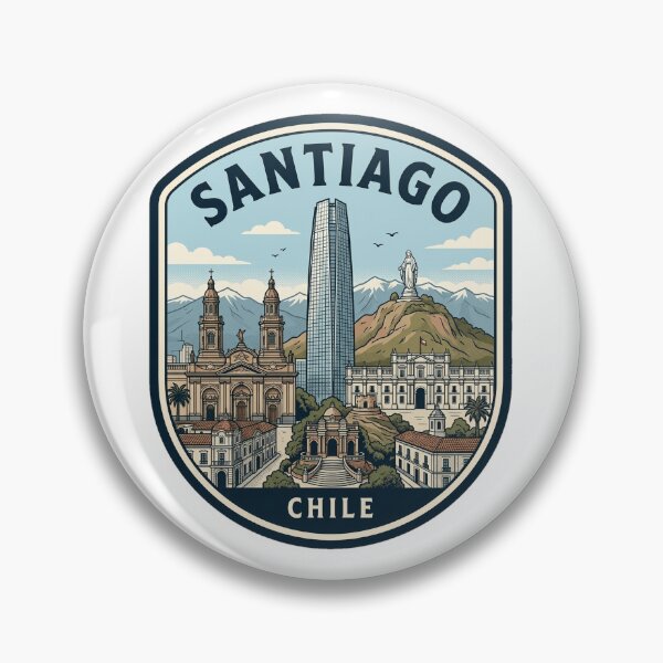 Item preview, Santiago Chile Skyline Travel Badge Illustration designed and sold by k3rstman1.
