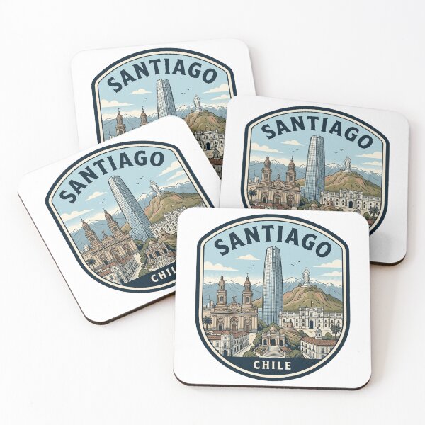 Artikelvorschau, Illustration der Skyline von Santiago de Chile (Reiseabzeichen) entworfen und verkauft von k3rstman1.