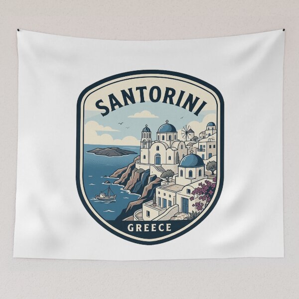 Item preview, Santorini Greece Vintage Travel Badge designed and sold by k3rstman1.