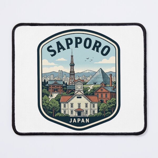 Item preview, Sapporo Japan Travel Badge Vintage Landmark Illustration designed and sold by k3rstman1.