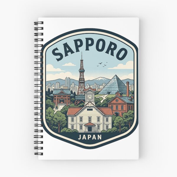 Item preview, Sapporo Japan Travel Badge Vintage Landmark Illustration designed and sold by k3rstman1.