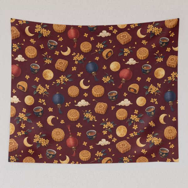 Item preview, Mid Autumn Festival Mooncake and Lantern Seamless Pattern designed and sold by WangAew.