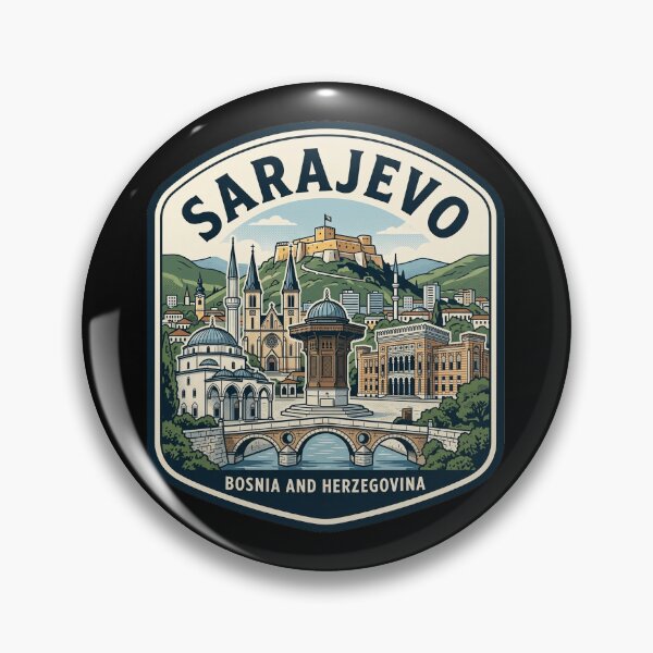 Item preview, Sarajevo Bosnia and Herzegovina Vintage Travel Badge designed and sold by k3rstman1.