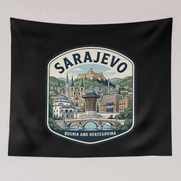 Item preview, Sarajevo Bosnia and Herzegovina Vintage Travel Badge designed and sold by k3rstman1.