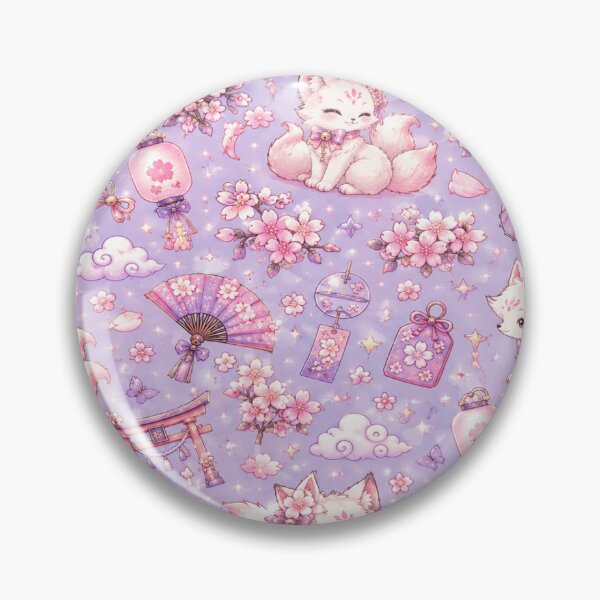 Item preview, Kawaii Sakura Kitsune Japanese Pastel Fox Cherry Blossom Seamless Pattern designed and sold by Moonlight Studio.