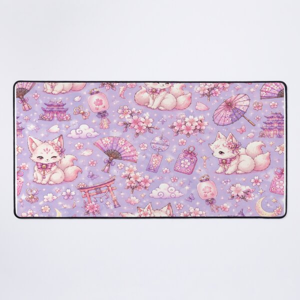 Item preview, Kawaii Sakura Kitsune Japanese Pastel Fox Cherry Blossom Seamless Pattern designed and sold by Moonlight Studio.
