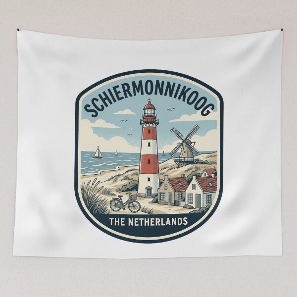 Item preview, Schiermonnikoog Netherlands Vintage Lighthouse Windmill Travel Badge designed and sold by k3rstman1.