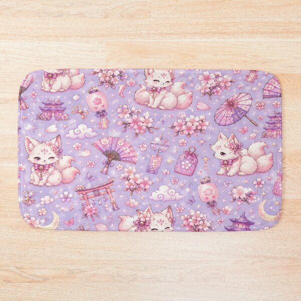 Item preview, Kawaii Sakura Kitsune Japanese Pastel Fox Cherry Blossom Seamless Pattern designed and sold by Moonlight Studio.