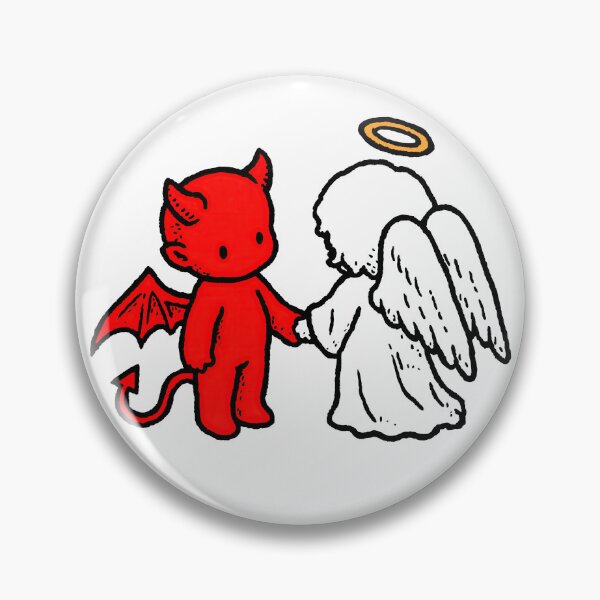 Item preview, Cute chibi devil and angel holding hands designed and sold by blackdogshop.