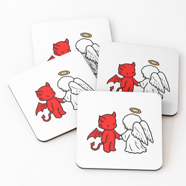 Item preview, Cute chibi devil and angel holding hands designed and sold by blackdogshop.