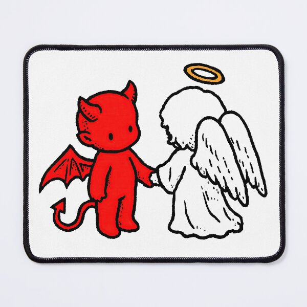 Item preview, Cute chibi devil and angel holding hands designed and sold by blackdogshop.
