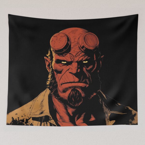 Item preview, hellboy portrait profile illustration designed and sold by blackdogshop.