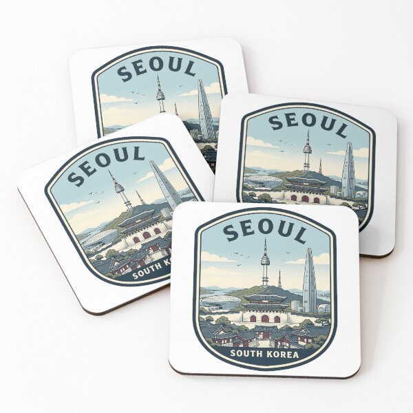 Item preview, Seoul South Korea Retro Travel Badge Skyline designed and sold by k3rstman1.