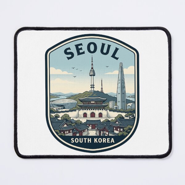 Item preview, Seoul South Korea Retro Travel Badge Skyline designed and sold by k3rstman1.
