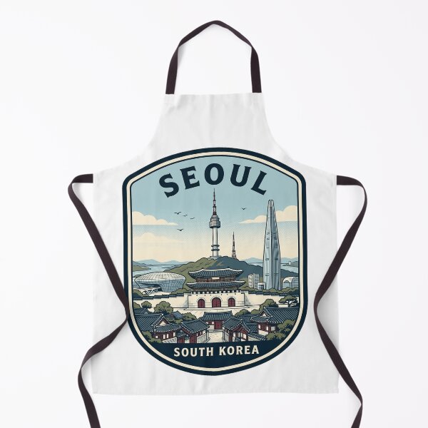 Item preview, Seoul South Korea Retro Travel Badge Skyline designed and sold by k3rstman1.