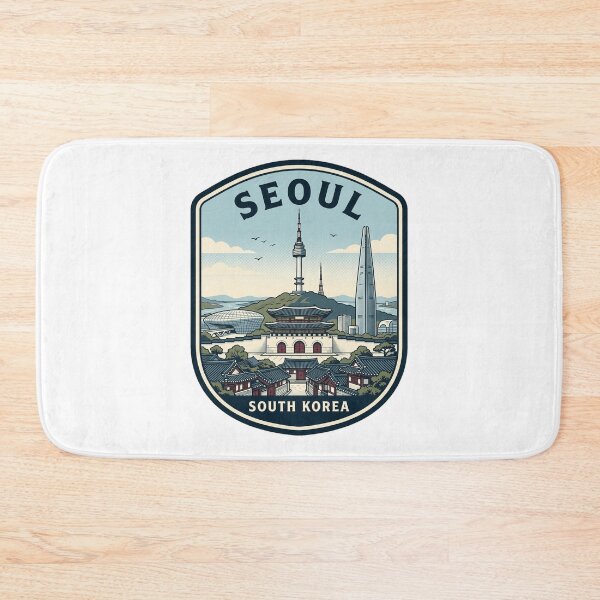 Item preview, Seoul South Korea Retro Travel Badge Skyline designed and sold by k3rstman1.