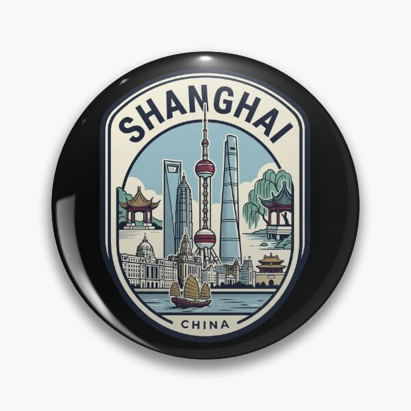 Item preview, Shanghai China Skyline Vintage Travel Badge designed and sold by k3rstman1.