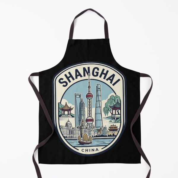 Artikelvorschau, Vintage-Reiseabzeichen mit Skyline von Shanghai, China entworfen und verkauft von k3rstman1.