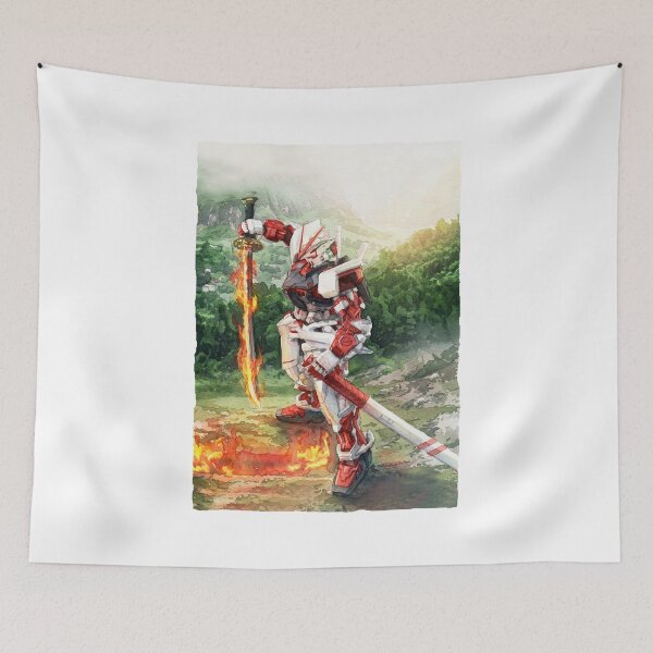 Item preview, watercolour astray red frame gundam artwork on fire samurai mecha designed and sold by sabartgunpla.