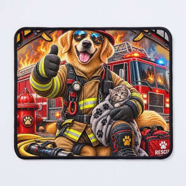 Item preview, Paw-Fessional Rescue Team – Firefighter Dog Saving Lives with Cat designed and sold by TeeVibeHaus.