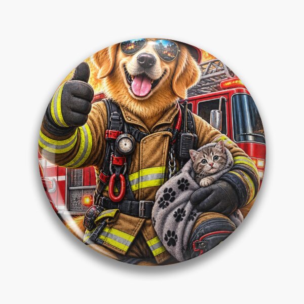 Item preview, Paw-Fessional Rescue Team – Firefighter Dog Saving Lives with Cat designed and sold by TeeVibeHaus.