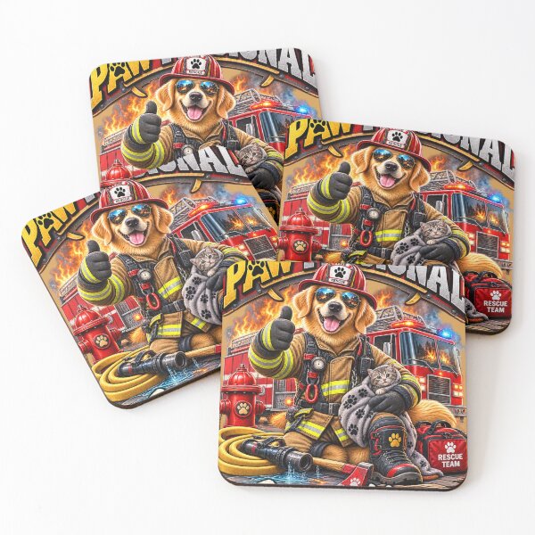 Item preview, Paw-Fessional Rescue Team – Firefighter Dog Saving Lives with Cat designed and sold by TeeVibeHaus.