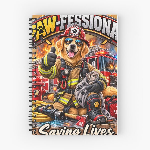 Item preview, Paw-Fessional Rescue Team – Firefighter Dog Saving Lives with Cat designed and sold by TeeVibeHaus.