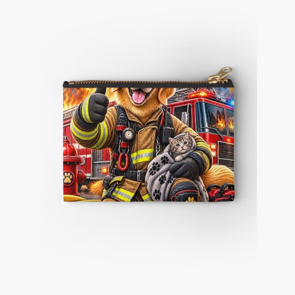 Item preview, Paw-Fessional Rescue Team – Firefighter Dog Saving Lives with Cat designed and sold by TeeVibeHaus.