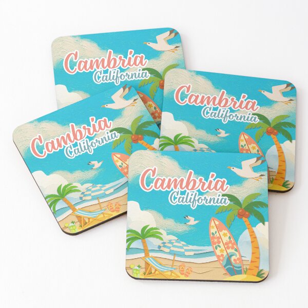 Item preview, Cambria California Beach Retro Travel Poster | Papercut Style Coastal Vacation Souvenir Design designed and sold by DonnaRaine.