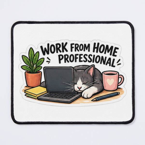Item preview, Work From Home Professional – Funny Cat Sticker designed and sold by kofundesigns.
