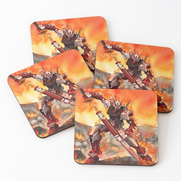 Item preview, watercolour astray red frame gundam wiith katana on fire artwork designed and sold by sabartgunpla.