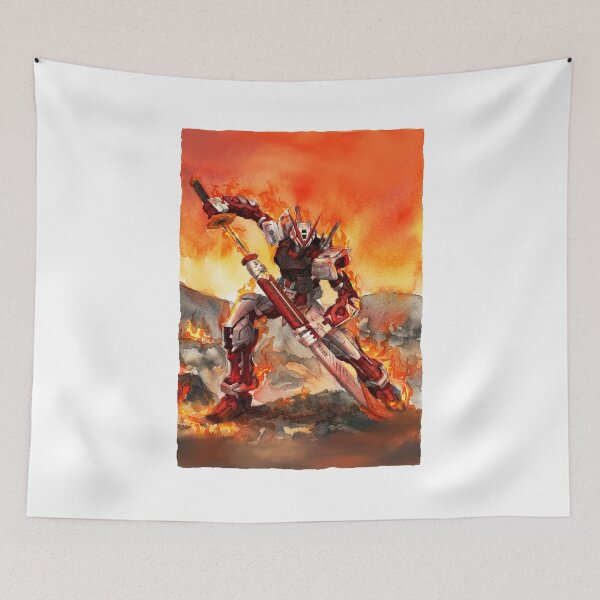 Item preview, watercolour astray red frame gundam wiith katana on fire artwork designed and sold by sabartgunpla.