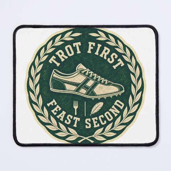 Item preview, Trot First Feast Second Turkey Trot Running Emblem designed and sold by BoosterShop.