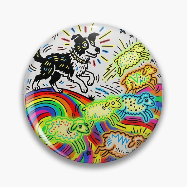 Item preview, Border Collie Neon Sheep designed and sold by PictoVibe.