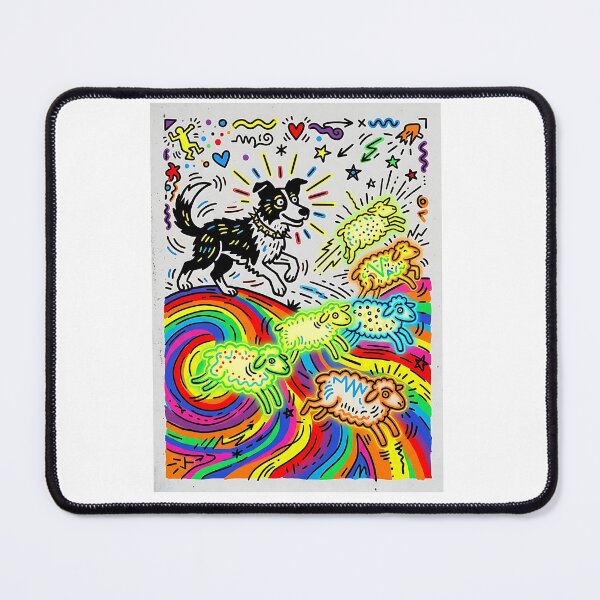 Item preview, Border Collie Neon Sheep designed and sold by PictoVibe.