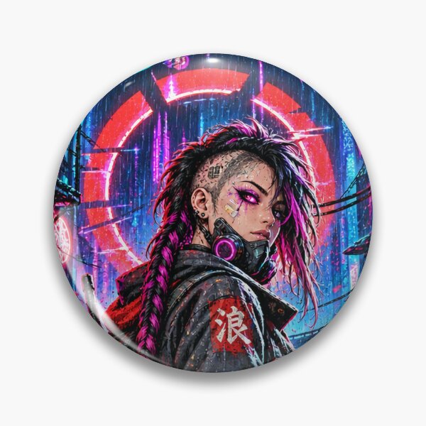 Item preview, Neon Ronin Cyberpunk Samurai Warrior Girl Sci-Fi City designed and sold by SVox.