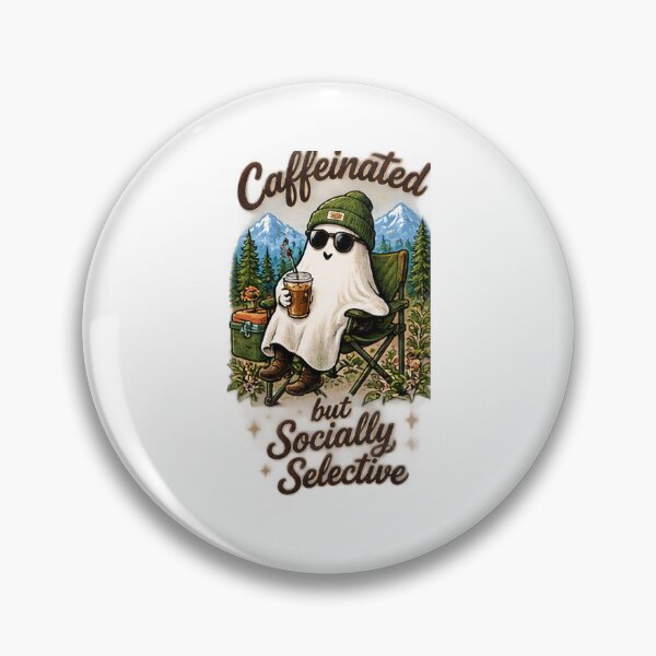 Item preview, Caffeinated but Socially Selective Funny Ghost Coffee Design designed and sold by Peak Pop Studio..