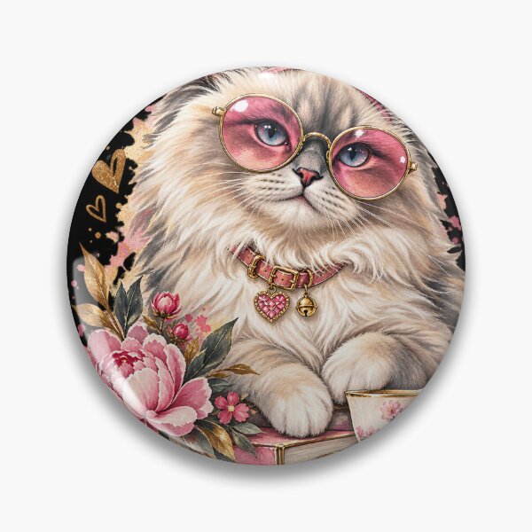 Item preview, Glamour Cat Pink Glasses Floral Tea designed and sold by Origamoart.