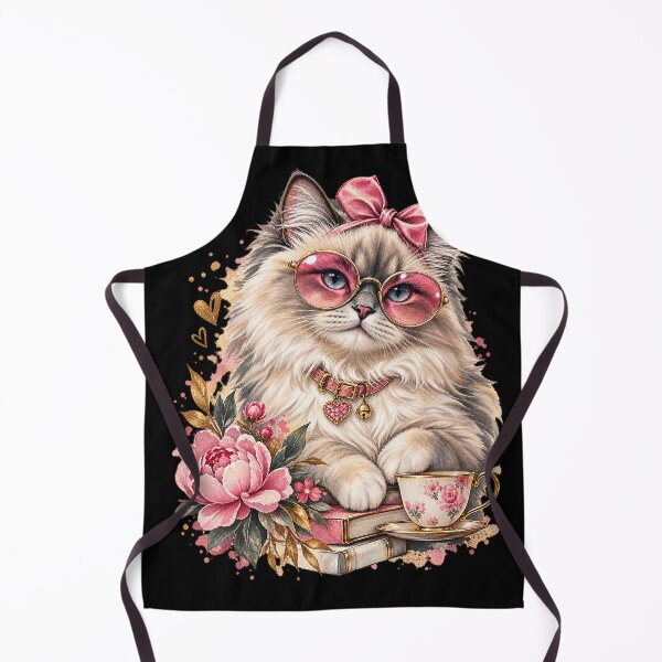 Item preview, Glamour Cat Pink Glasses Floral Tea designed and sold by Origamoart.