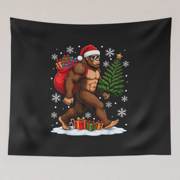 Item preview, Cool Festive Bigfoot Santa Hat Christmas Tree Graphic designed and sold by abig-eiyana.