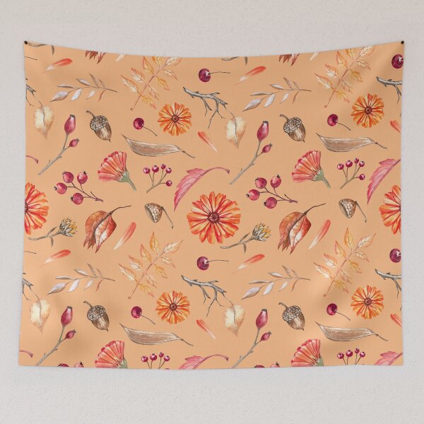 Item preview, Cozy Fall Meadow – Leaves & Wildflowers Pattern | Orange designed and sold by Frohyou.