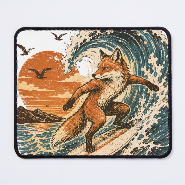 Item preview, Fox Surfer Vintage Ocean Adventure designed and sold by Origamoart.