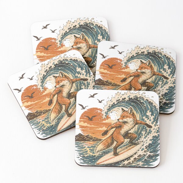 Item preview, Fox Surfer Vintage Ocean Adventure designed and sold by Origamoart.