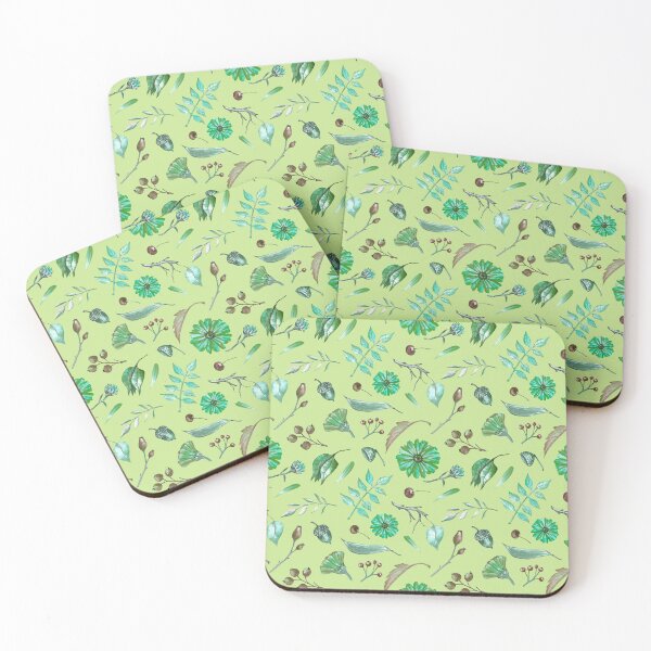 Item preview, Cozy Fall Meadow – Leaves & Wildflowers Pattern | Green designed and sold by Frohyou.