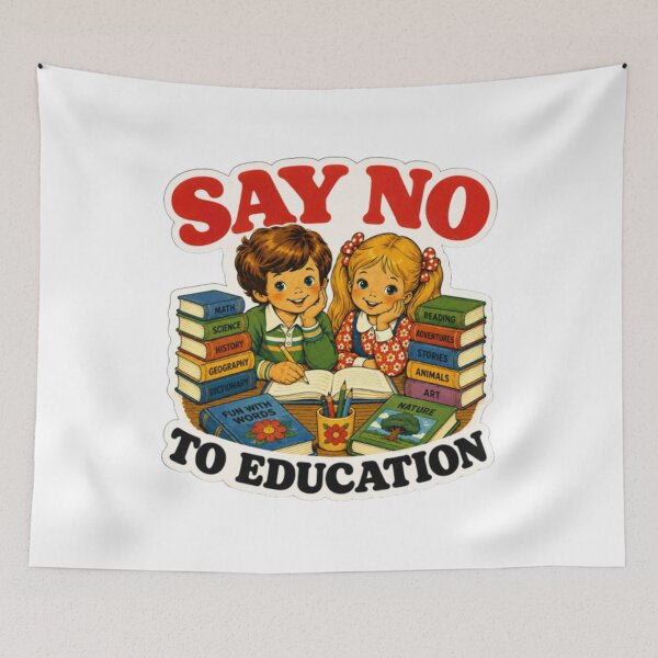 Item preview, Funny Retro Say No To Education Cartoon sticker designed and sold by Creativedes786.