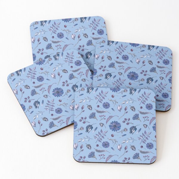 Item preview, Cozy Fall Meadow – Leaves & Wildflowers Pattern | Blue designed and sold by Frohyou.