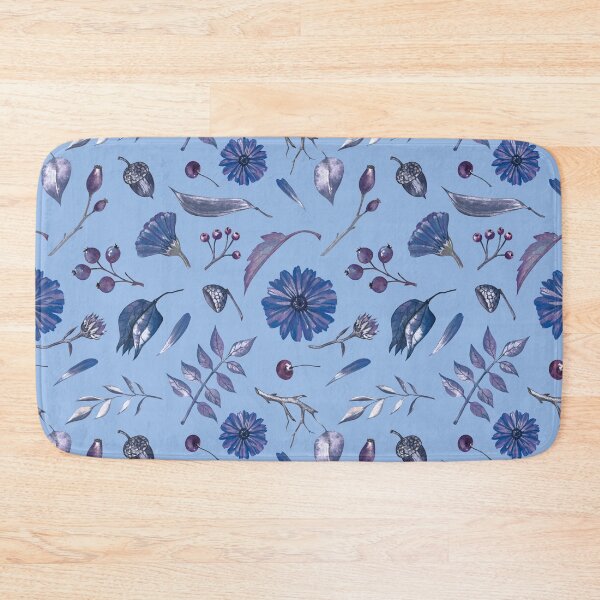 Item preview, Cozy Fall Meadow – Leaves & Wildflowers Pattern | Blue designed and sold by Frohyou.