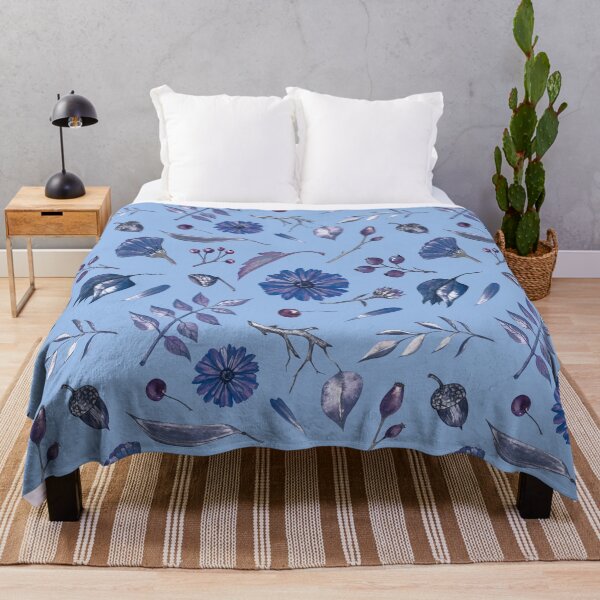 Item preview, Cozy Fall Meadow – Leaves & Wildflowers Pattern | Blue designed and sold by Frohyou.