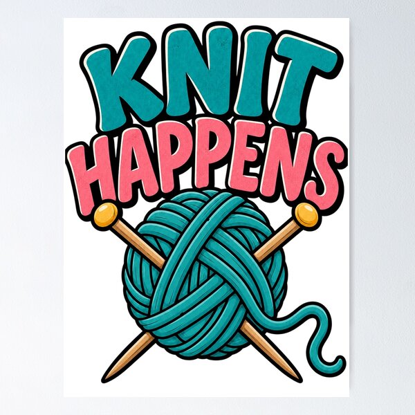 Aperçu de l'œuvre Knit Happens – Passionnée de tricot et de laine créée et vendue par EastEndTownie.