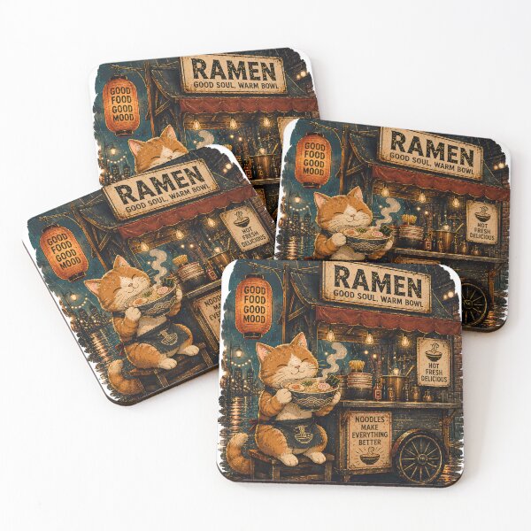 Item preview, Cute Ramen Cat Japanese Street Food designed and sold by Origamoart.